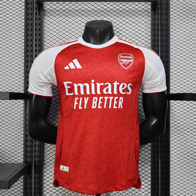 CAMISA VERSÃO PLAYER DO ARSENAL 25/26 VERMELHO E BRANCO